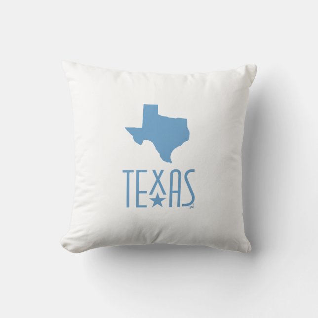 Coussin Symboles du Texas, état du Texas, bleu (Recto)