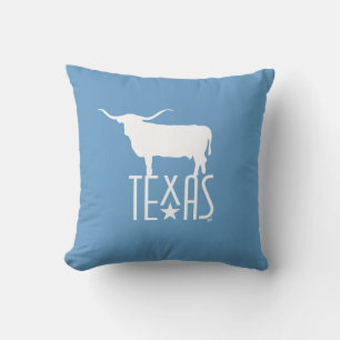 Coussin Symboles du Texas, Longhorn blanc, arrière - plan 