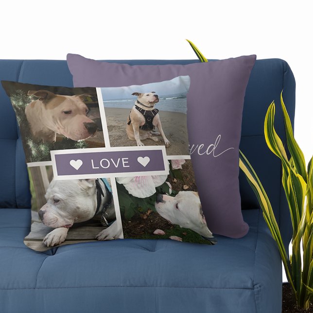 Coussin Sympathie moderne Photos pour animaux de compagnie (Modern Sympathy Pet Photos Collage Throw Pillow)