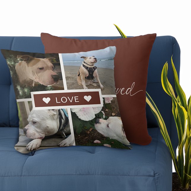 Coussin Sympathie moderne Photos pour animaux de compagnie (Modern Sympathy Pet Photos Collage Throw Pillow)