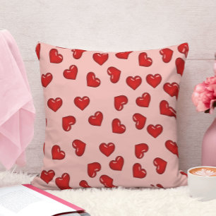Coussin Symphonie de l'amour : motif de cœurs rouges sur f