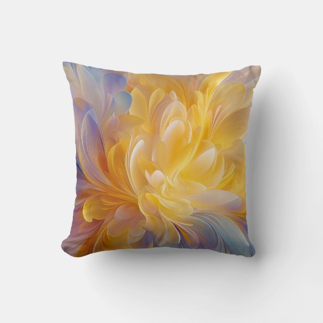 Coussin Symphonie dorée de pétales abstraits en fleurs (Recto)