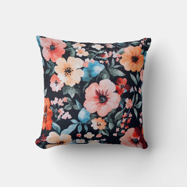 Coussin Symphonie du jardin de minuit Imprimer | Art flora (Recto)