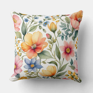 Coussin Symphonie du jardin de printemps - Aquarelle Fleur