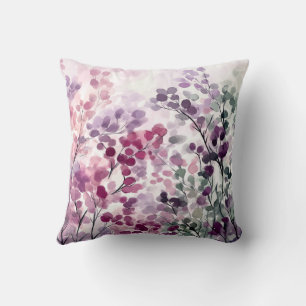 Coussin Symphonie florale aquarelle à la lavande et à la p