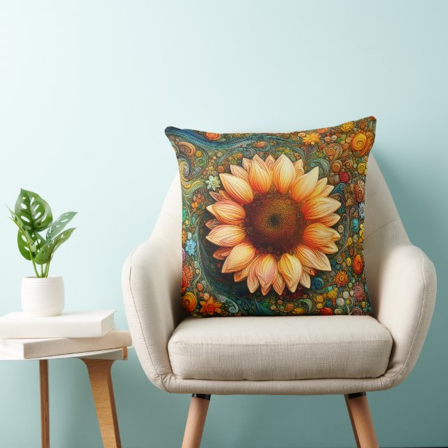 Coussin Symphonie surréelle de tournesol (Chaise)