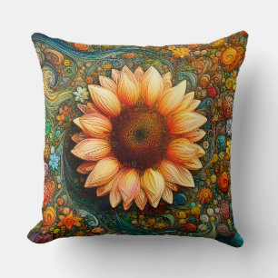 Coussin Symphonie surréelle de tournesol