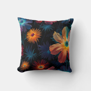 Coussin Symphonie vibrante de fleurs fleuries colorées