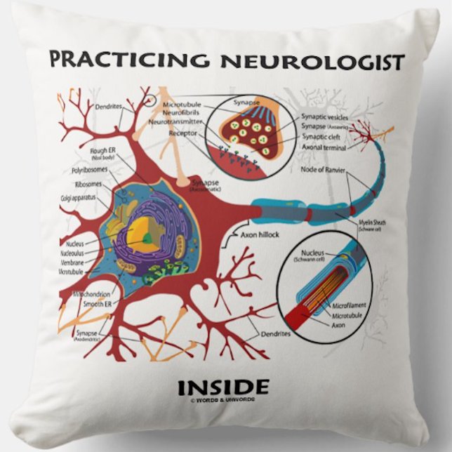 Coussin Synapse de neurologue (Neurologists will enjoy this throw pillow featuring a neuron/synapse + the medical saying)