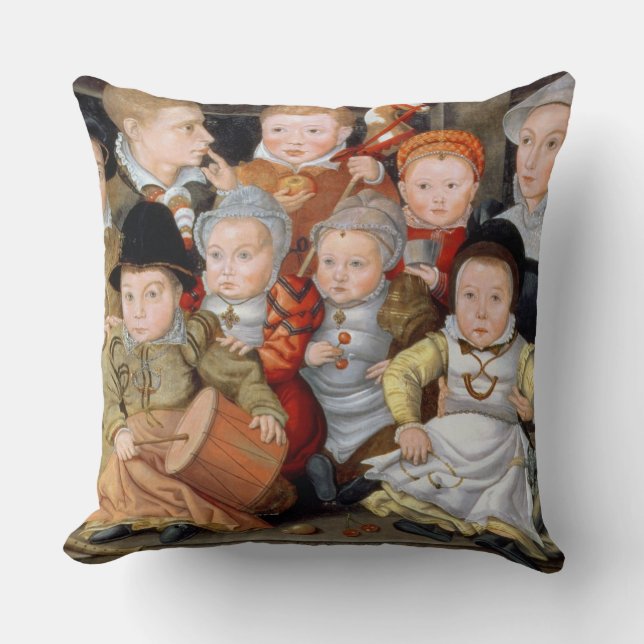 Coussin T33337 Portrait d'une mère avec ses huit enfants (Recto)