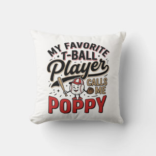 Coussin T-Ball Poppy Vintage Gravure Shirt Design_1