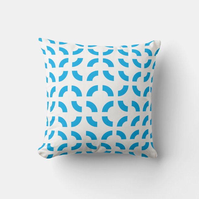 Coussin T Moderne Bleu Abstrait Géométrique Entrelacé Dash (Recto)