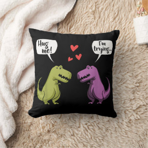 Coussin T-Rex Dinosaur Couple Accrochez-moi Valentines Jou