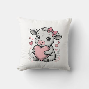 Coussin T-shirt avec gravure vintage coeur de bébé vache m