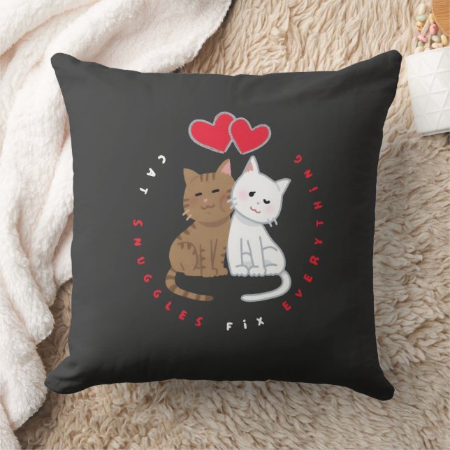 Coussin T-shirt avec illustration mignonne de câlins de ch (Couverture)