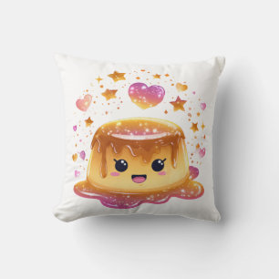 Coussin T-shirt blanc graphique avec un dessert mignon et 