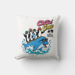 Coussin T-Shirt Chillin Crew Surf Club Manchot Dauphin