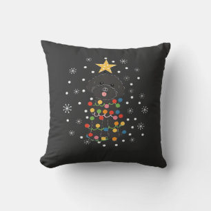 Coussin T-shirt classique arbre de Noël caniche jouet noir