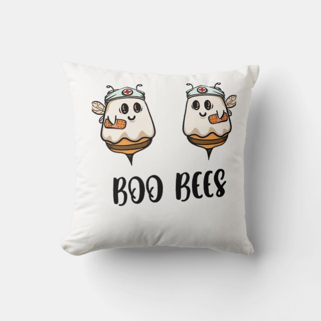 Coussin T-Shirt classique Halloween Boo Bees Infirmière (Recto)