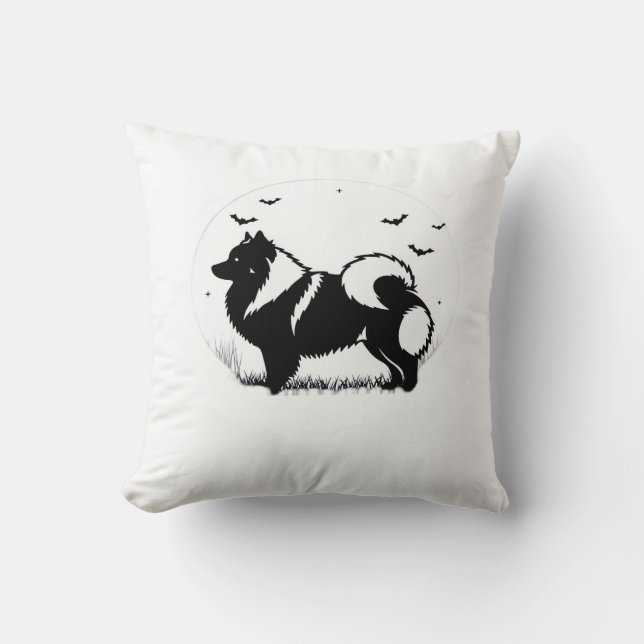 Coussin T-shirt classique silhouette de lune d'Halloween K (Recto)