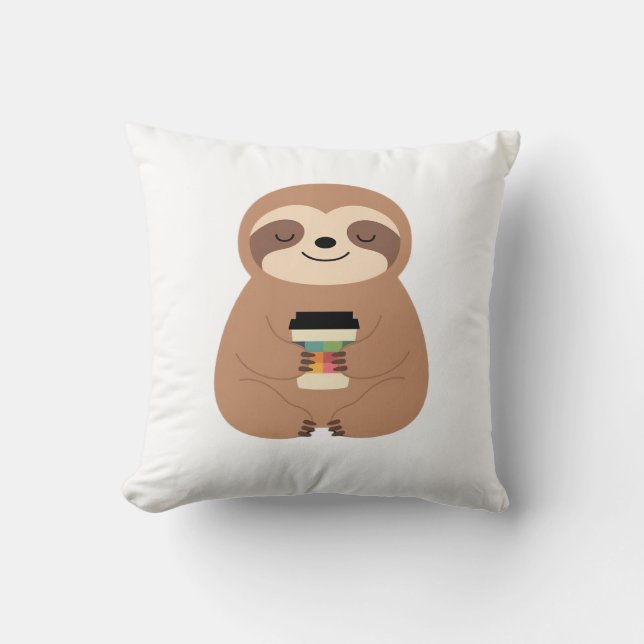 Coussin T-shirt classique Sloth Coffee Time (Recto)