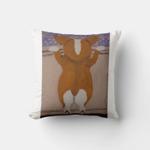 Coussin T-Shirt Corgi regardant par la fenêtre