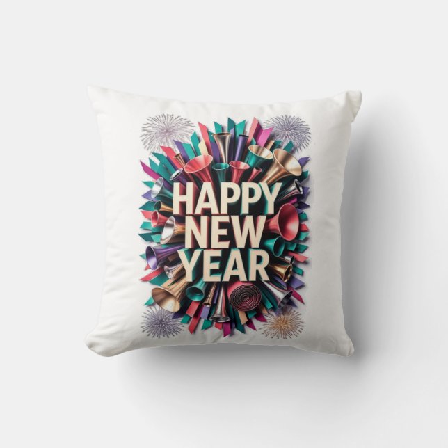Coussin T-Shirt Corne de Brise de Nouvel An, Explosion de  (Recto)