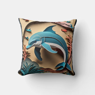 Coussin T-shirt Dauphin Design en papier 3D