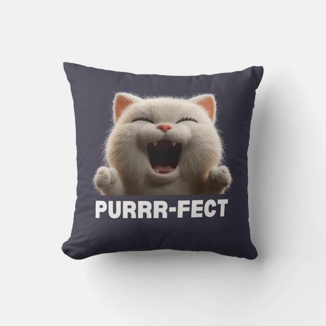 Coussin T-shirt de chat hilarant et PARFAIT-RIEN-À-DIRE (Recto)