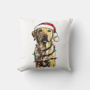 Coussin T-shirt de Noël avec Arbre et Chiens Labrador Retr
