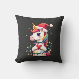 Coussin T-Shirt de Noël avec chapeau de Père Noël licorne