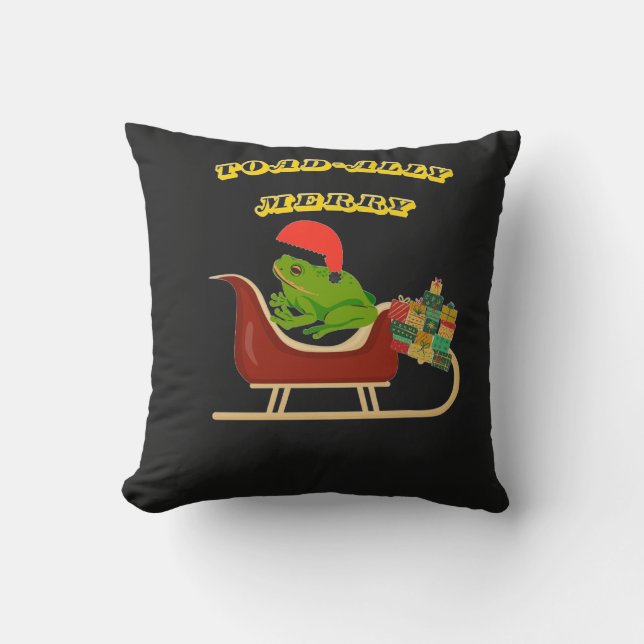 Coussin T-shirt de Noël Crapaud-totalement Joyeux (Recto)