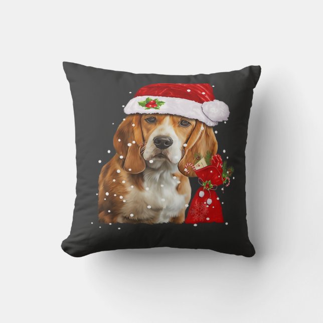 Coussin T Shirt de Noël de chien Beagle Chien de Noël Esse (Recto)