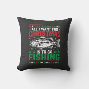 Coussin T-shirt de Noël dégueulasse pour la pêche au bass
