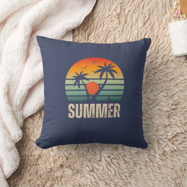 Coussin T-shirt de palmier coucher de soleil pour enfants (Couverture)