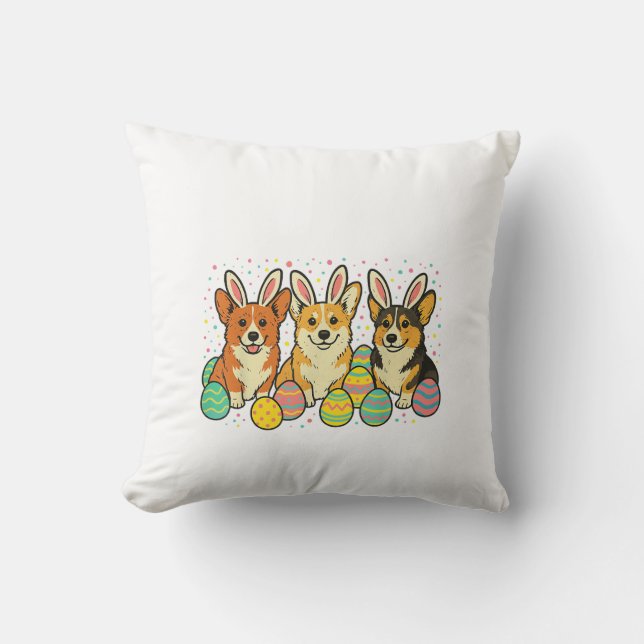 Coussin T-Shirt de Pâques Corgi_1 (Recto)