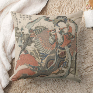 Coussin T-shirt d'oiseau mystique Hokusai