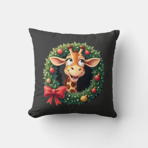 Coussin T-shirt drôle d'animal girafe visage meme festif N