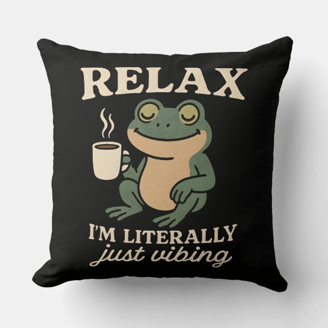 Coussin T-shirt drôle de grenouille rétro vibant à l'esthé (Recto)