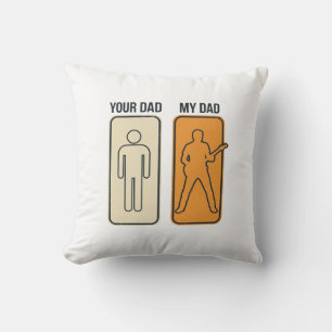 Coussin T-shirt drôle de papa guitariste design de gravure