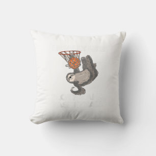 Coussin T-shirt drôle de paresseux de basketball, cadeau m