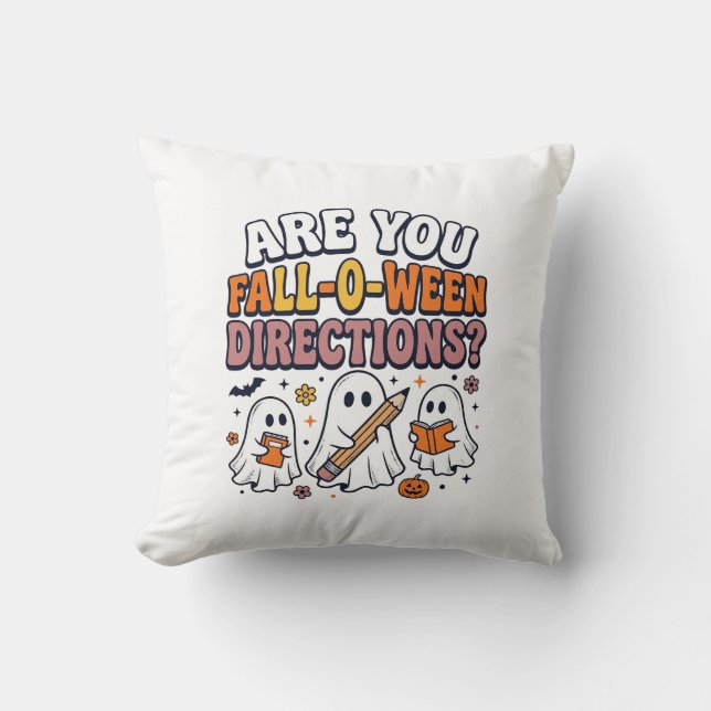 Coussin T-shirt drôle de professeur de fantôme d'Halloween (Recto)