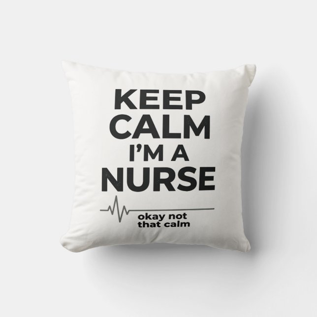 Coussin T-shirt drôle d'infirmière Keep Calm gravure vinta (Recto)