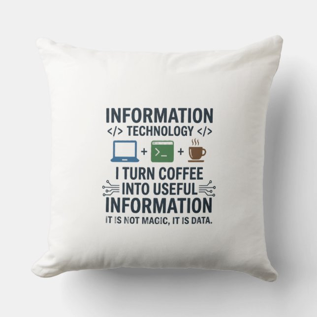 Coussin T-shirt drôle d'informatique - Manger Dormir Code  (Recto)