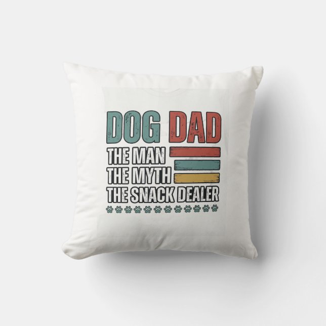 Coussin T-shirt empreinte de patte vintage Dog Dad The Sna (Recto)