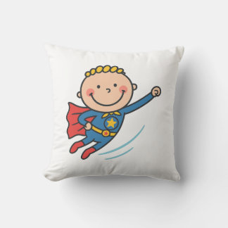 Coussin T-shirt enfant volant Superhero de dessin animé