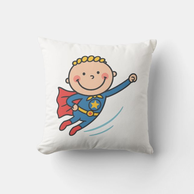 Coussin T-shirt enfant volant Superhero de dessin animé (Recto)