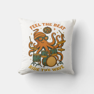 Coussin T-shirt Feel the Beat Poulpe Batteur Rétro Disco 7