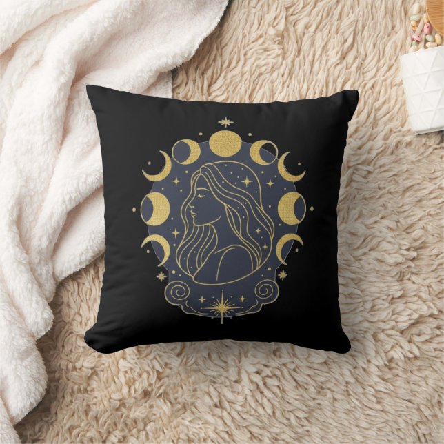 Coussin T-Shirt Femme Lune & Étoiles Déesse Céleste (Couverture)