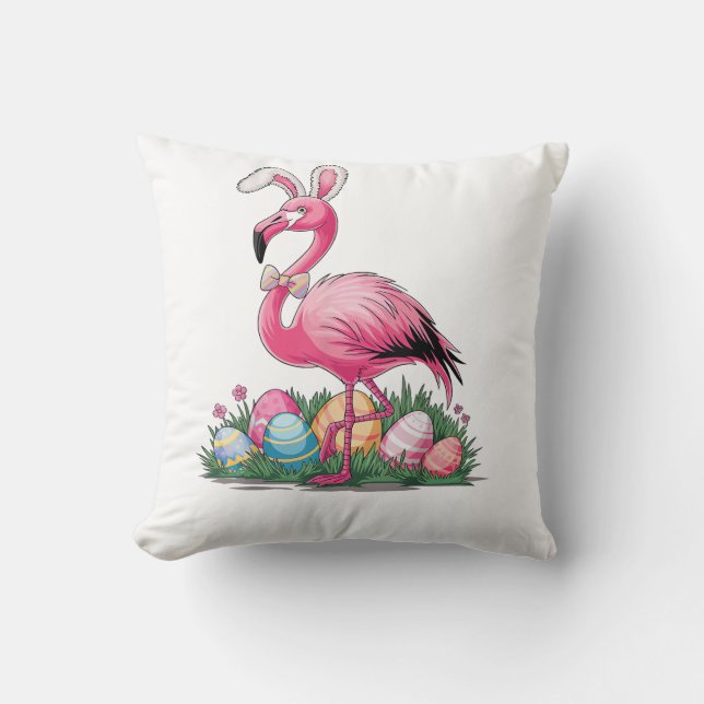 Coussin T-Shirt Flamant de Pâques (Recto)